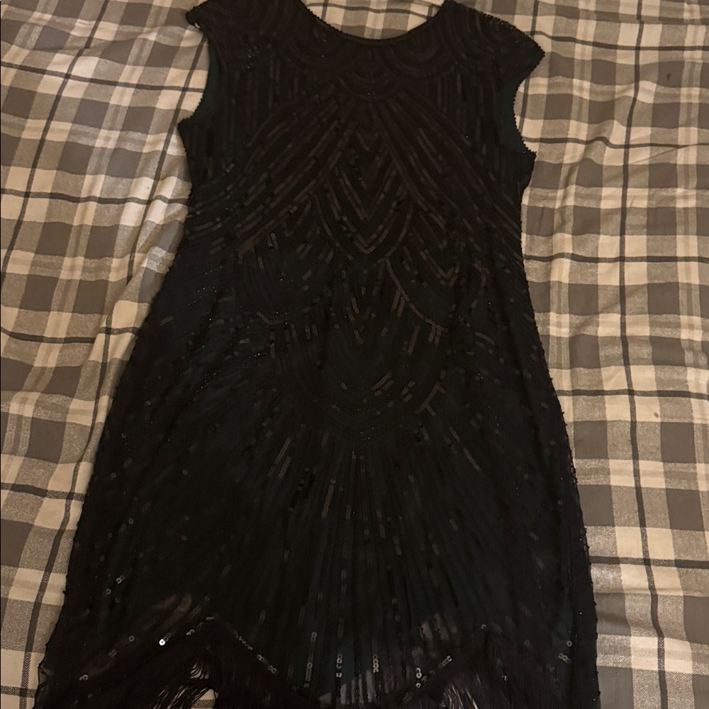 Elegant Black Beaded Dress
